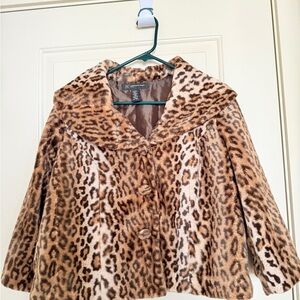 INC International Concepts Leopard Print Faux Fur Coat